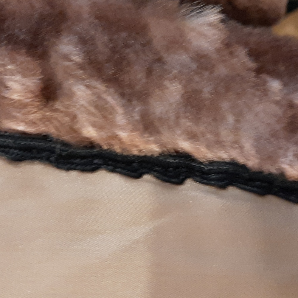 Luxurious Brown real broadtail lamb  Fur Coat with Red Belt Fits Small / - Picture 9 of 14